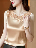 Women's Solid Color Satin Sleeveless Undershirt