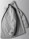Men's Autumn Simple Solid Color Lapel Long Sleeve Trench Coats