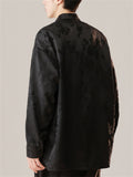 Chinese Style Men's Stand Collar Jacquard Long Sleeve Shirts