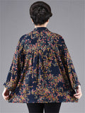 Women's Plus Size Summer Floral Print Lapel  3/4 Sleeve Shirt