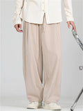 Men's Casual Cozy Solid Color Wide Leg Elastic Waist Corduroy Pants