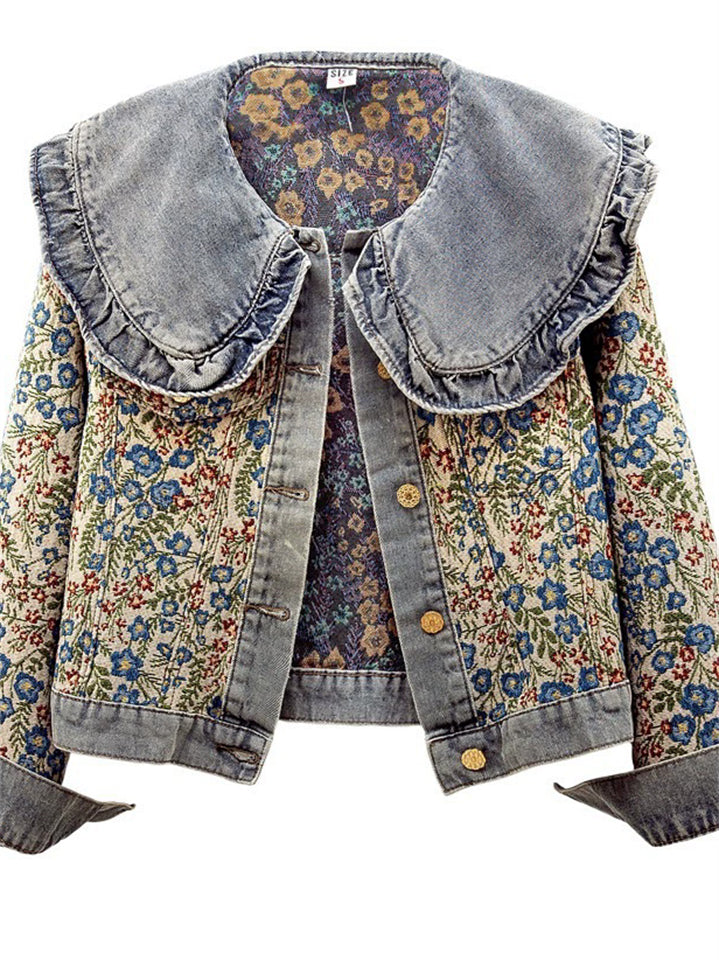 Women's Vintage Autumn Floral Jacquard Peter Pan Collar‌ Jackets