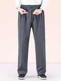 Men's Comfy Elastic Waist Straight Leg Casual Cotton Pants