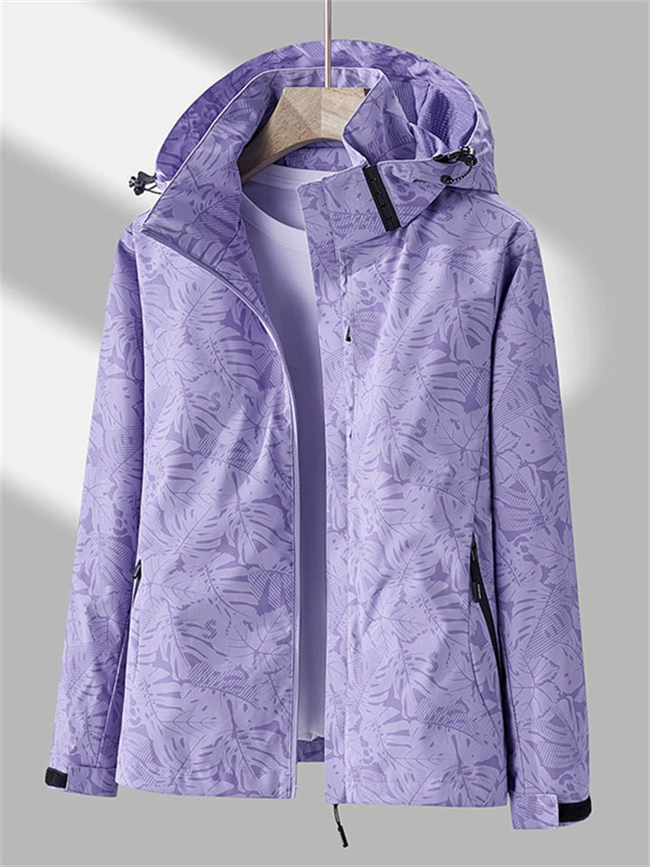 Women's Autumn Printed Windproof Water-repellent Hooded Outdoor Jackets