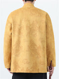 ‌Men's Chinese Style Suede Stand Collar TangSuit Jacket with Loong Jacquard