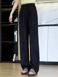Women's Summer Ice Silk Loose Fit High Waist Drape Wide Leg Pants