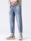 Straight Leg Stretchy Men's Summer  Roll Up Jeans