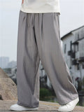 Men's Summer Texture Breathable Linen Blend Wide Leg Drawstring Pants