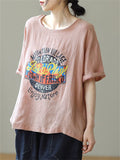 Summer Loose Casual Let's Play Print T-Shirt for Women