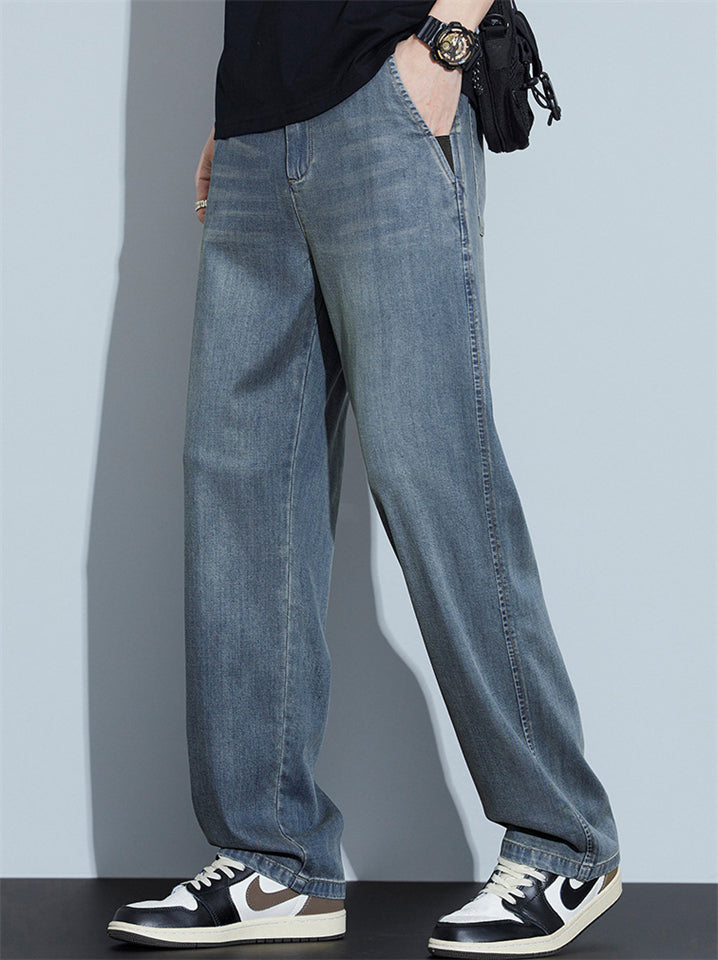 Men's Summer Comfortable Loose Straight Leg Retro Denim Pants