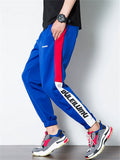 Mens Color Block Joggers Side Stripe Graphic Pants