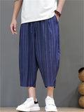 Men Striped Baggy Summer Casual Capri Pants