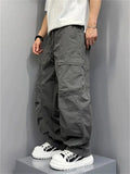 Men Baggy Drawstring Wide Leg Loose Fit Outdoor Cargo Pants