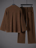 Men's 2Pcs Autumn Cotton Blend Corduroy Frog Button TangSuit Outfit
