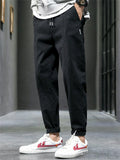 Men's Cotton Drawstring Casual Loose Fit Tapered Leg Cargo Pants