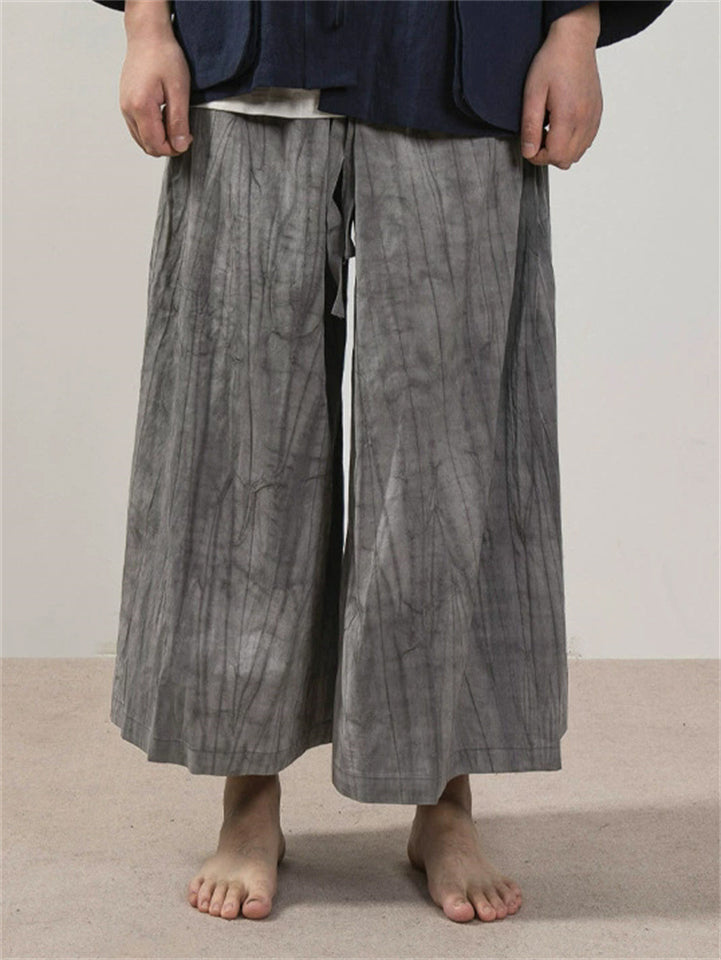 Men's Comfy Retro Chinese Style Texture Loose Wide-leg Pants