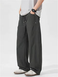 Mens Elastic Waist Wide Leg Casual Street Pants