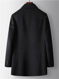 Men's Winter Solid Color Button Up Long Sleeve Lapel Woolen Coats