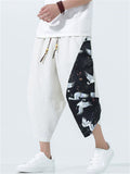 Men's Ethinic Style Quick Dry Crane Print Baggy Harem Pants