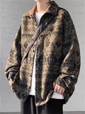 Plus Size Loose Long Sleeve Geometry Print Jackets for Men