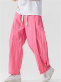 Men's Summer Japanese Style Drawstring Wide Leg Cargo Pants