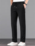 Mens Cool Straight Leg Stretchy Drawstring Waist Casual Pants