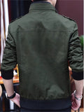 Men's Casual  Autumn Solid Color Cotton Stand Collar Cargo Jackets