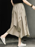 Women's Loose Solid Color Patchwork Asymmetric Skirt