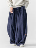 M‌en's Oversize Japanese Style Embroidered Corduroy Drawstring Baggy Pants