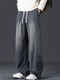 Mens Summer Tencel Baggy Wide Leg Jeans Vintage Washed Streetwear Denim