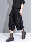 Women's Fashion All Black Wide Leg Capri Pants