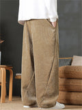 Autumn Simple C‌asual Comfy Loose Fit Straight Leg Pants for Men with Elastic Waist