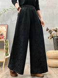 Women's Ethnic Style Jacquard Elastic High Waist Wide Leg Straight Pants