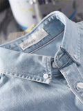 Japanese Style Casual Men's Cotton Lapel Denim Shirts