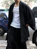 Men's Cool Japanese Style BatWing Sleeved Black Kimono Shirt