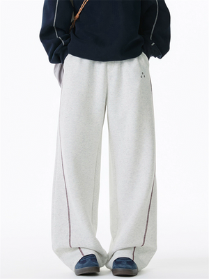 Men's Retro Comfy Contrast Trim Elastic Waist Wide Leg Pants