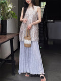 Women's Summer Elegant Patchwork Round Neck Sleeveless Dress