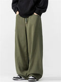 Men Japanese Style Baggy Drawstring Wide Leg Pants with Pockets