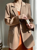 Women's Drape Satin Solid Color Long Sleeve Suit Jacket