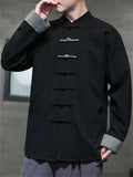 Men's Chinese Style Contrast Color Tang Suit Jacket with Frog Button