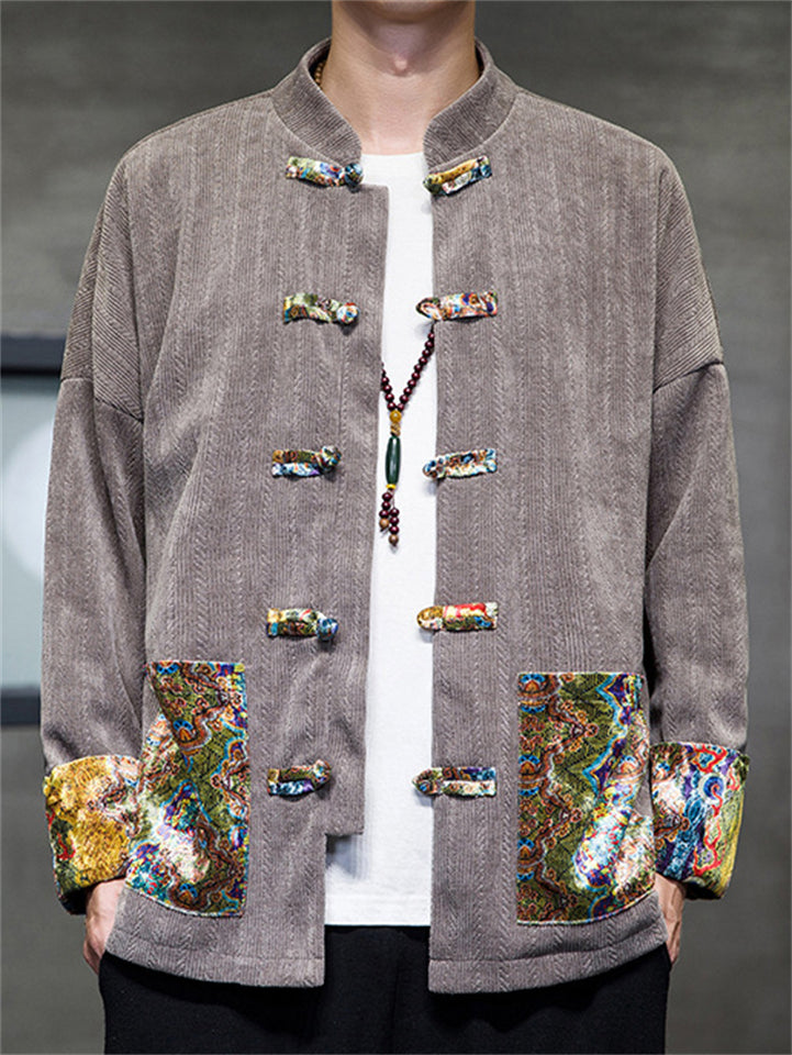 Men'sAutumn Chinese Style Trendy Patchwork Tang Suit Jackets