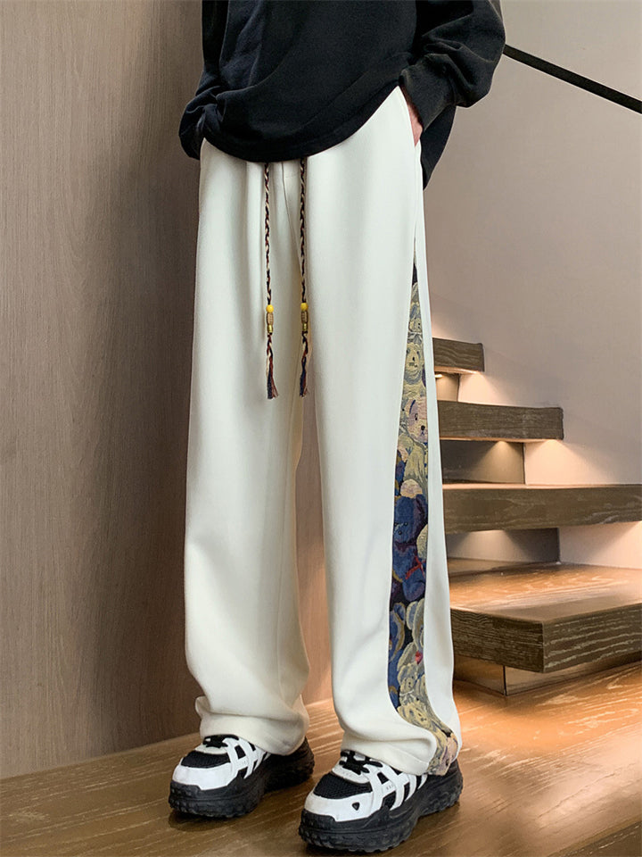 Men's Bears Pattern Loose Fit Straight Casual Pants