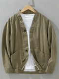 ‌Men's Loose Fit Ramine V-Neck Button Up Casual Jackets Spring Autumn‌
