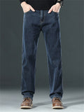 Mens Summer Regular Fit Straight Leg Stretch Denim Jeans