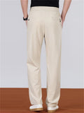 Men's Minimalist Drawstring Waist Straight Leg Linen Pants