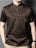 Men's Stand Collar Button Short Sleeve Mulberry Silk Shirt