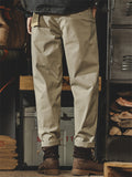 Men Vintage Straight Leg Cotton Twill Chino Work Pants