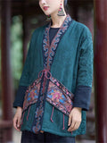 Women's Retro Simple Ethnic Style Patchwork Loose Long Sleeve Coat