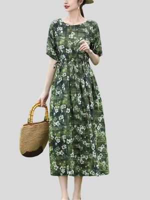 Women's Summer Classy Literary Lace-up Floral Dresses