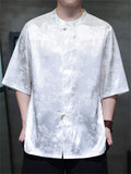 Men's Retro Chinese Style Jacquard Tang Suit Short Sleeve Shirts